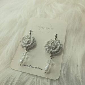 White Floral Earrings